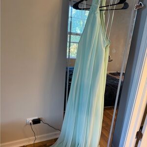 Fashion Nova Mint Green Ruched Dress and blue two piece